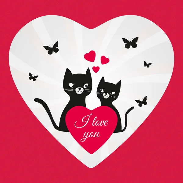 Valentin-nap szerelmeseinek fekete macskák — Stock Fotó