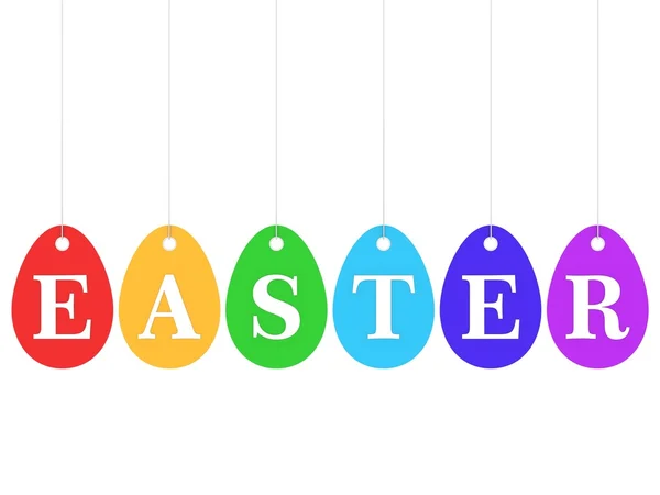 Colored hanging easter eggs — Stock fotografie