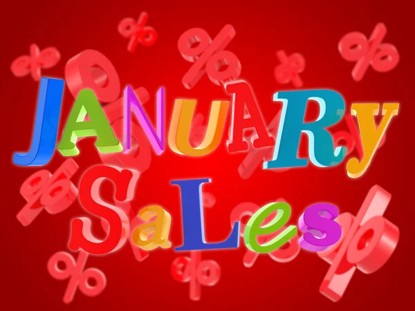 January sales on red background — Stock Photo, Image