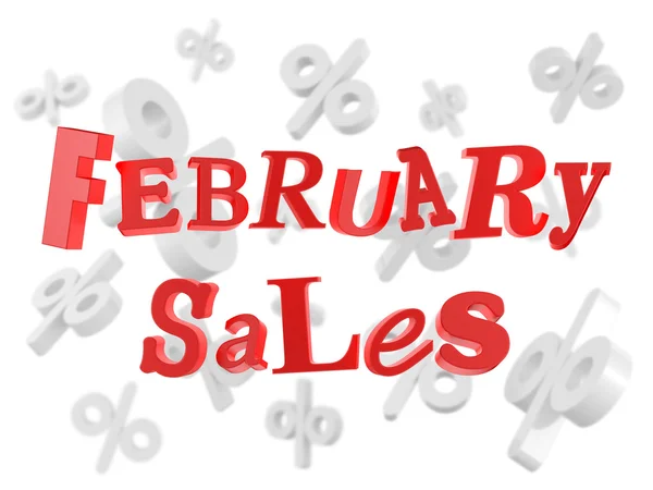 February Sales red text — Stock Photo, Image