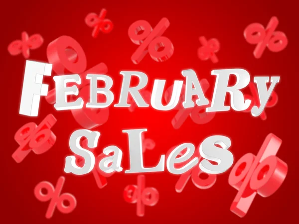 February sales on red background — Stock Photo, Image