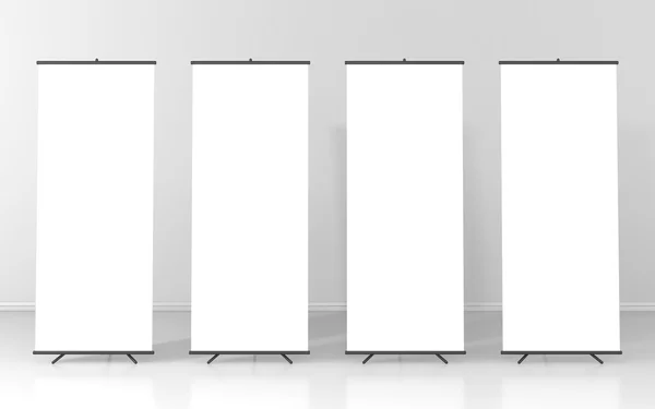 Set van vier blanco oprolbare posters — Stockfoto
