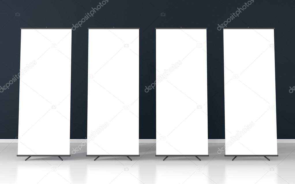 Set of four blank roll up posters