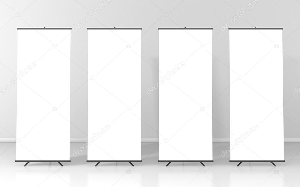 Set of four blank roll up posters