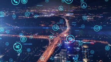 Kablosuz ağ bağlantısı kavramına sahip modern şehir