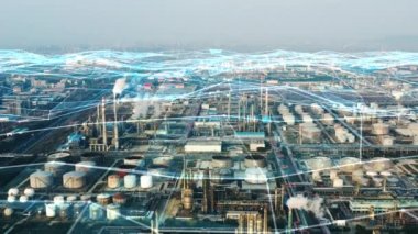 Akıllı fabrika konsepti. İletişim ağı. Endüstri4. 0