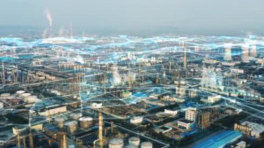 Akıllı fabrika konsepti. İletişim ağı. Endüstri4. 0