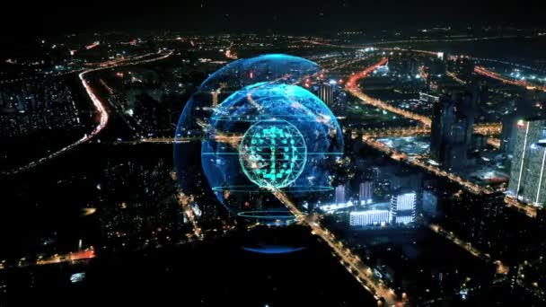 Smart Skyline Della Città Connessa Concetto Rete Futuristico Tecnologia Della — Video Stock