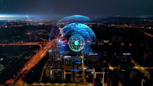 Smart Connected City Skyline Koncept Futuristické Sítě Technologie Města — Stock video