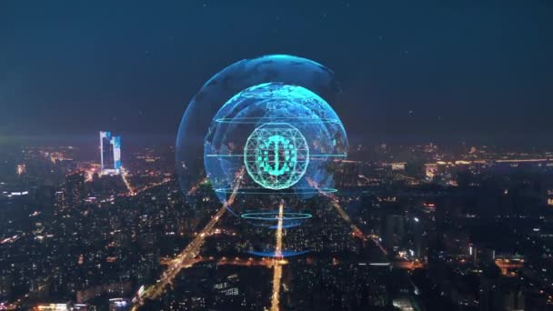 Smart Connected City Skyline Futuristisches Netzwerkkonzept City Technologie — Stockvideo