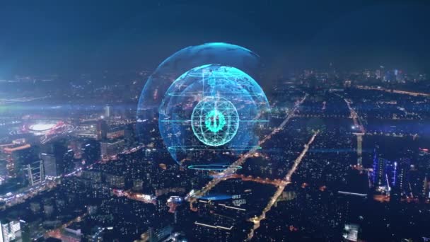 Smart Skyline Della Città Connessa Concetto Rete Futuristico Tecnologia Della — Video Stock