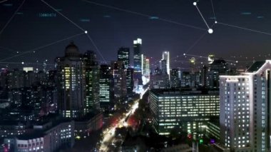 Kablosuz ağ bağlantısı kavramına sahip modern şehir