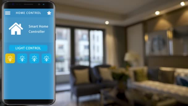 Smart Home Casa Inteligente Automatización Del Hogar Dispositivo Con Iconos — Vídeo de stock