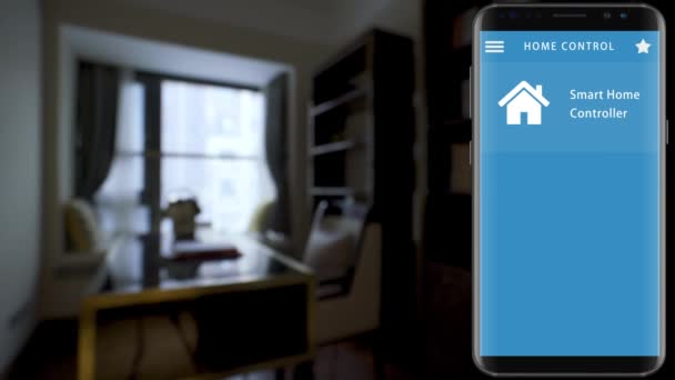 Smart Home Умный Дом Домашняя Автоматизация Устройство Иконками Приложений Смартфон — стоковое видео