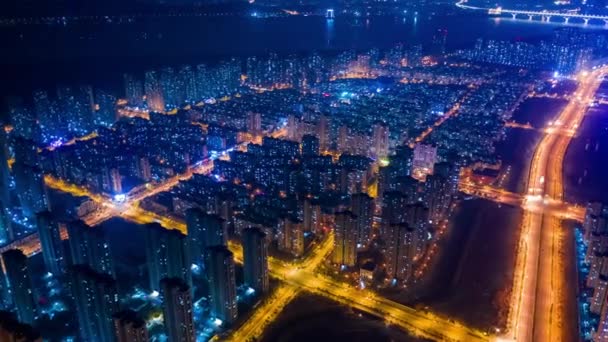 Akıllı Bağlı Şehir Silueti Gelecekçi Konsepti Şehir Teknolojisi — Stok video
