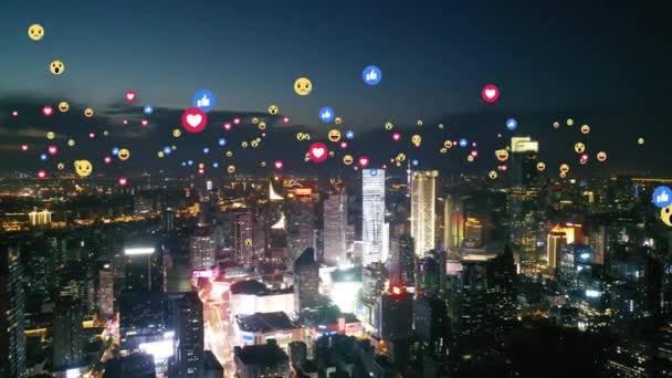 Luftfoto Byen Med Emojis – Stock-video