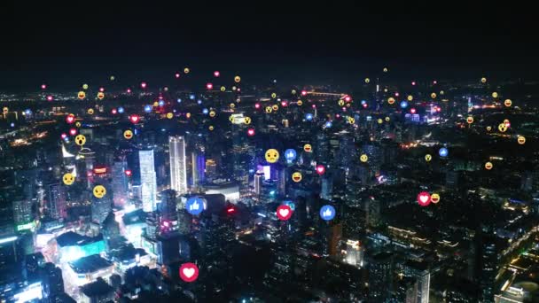 Vista Aérea Cidade Com Emojis — Vídeo de Stock