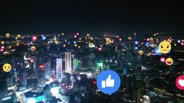 Vue Aérienne Ville Avec Des Emojis — Video