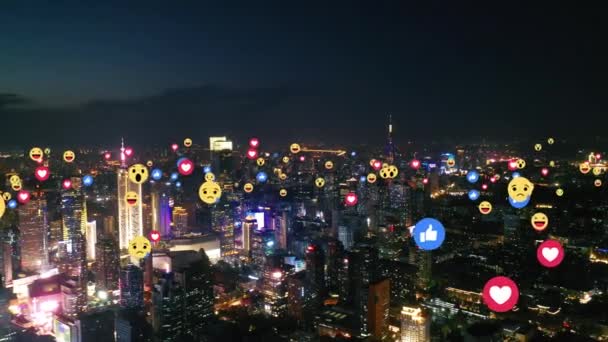 Emojili Şehrin Havadan Görüntüsü — Stok video