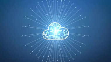 Bulut hesaplama konsepti. Akıllı şehir. İletişim ağı