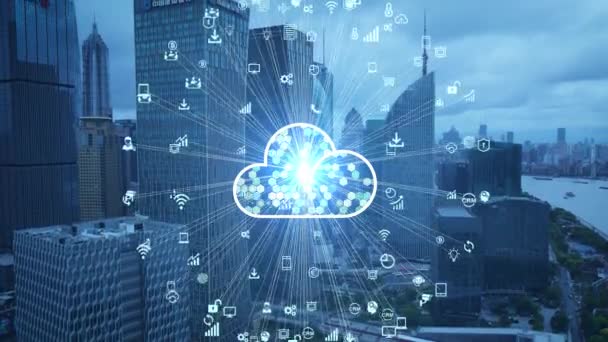 Concept Cloud Computing Une Ville Intelligente Réseau Communication — Video