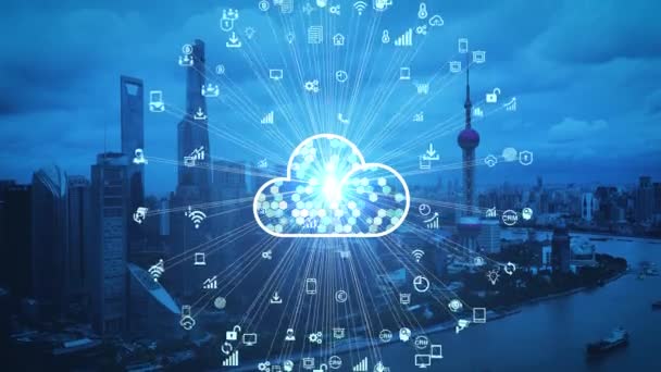 Concept Cloud Computing Une Ville Intelligente Réseau Communication — Video