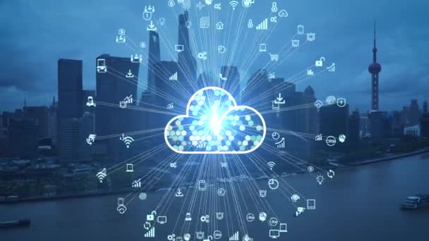 Concept Cloud Computing Une Ville Intelligente Réseau Communication — Video