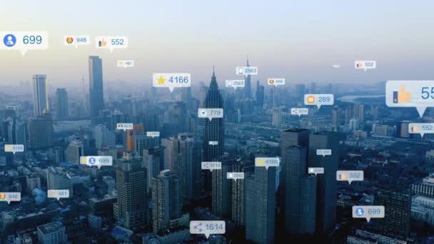 Mídia Social Ícones Notificação Serviço Redes Sociais — Vídeo de Stock