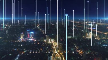 Kablosuz ağ bağlantısı kavramına sahip modern şehir