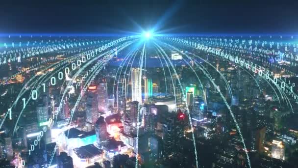 Moderne Stad Met Draadloos Netwerk Verbinding Concept — Stockvideo