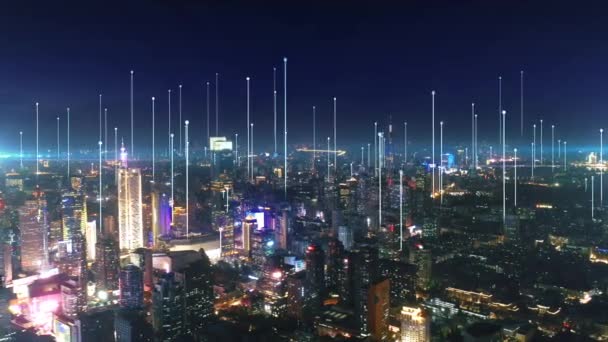 Moderne Stad Met Draadloos Netwerk Verbinding Concept — Stockvideo
