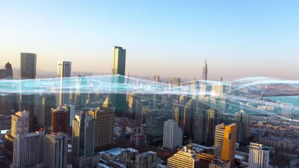 Kablosuz Bağlantısı Kavramına Sahip Modern Şehir — Stok video