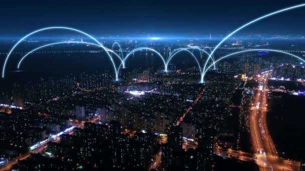 City Network Connection Concept Communication Smart City — Vídeos de Stock