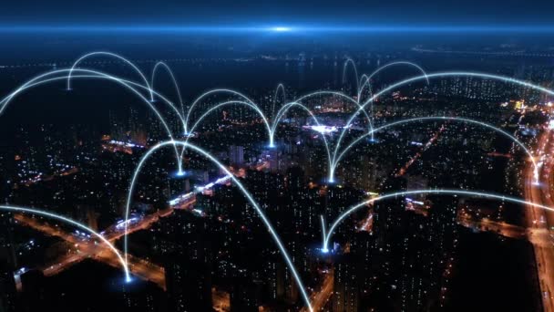 都市とネットワーク接続の概念 スマートシティ — ストック動画
