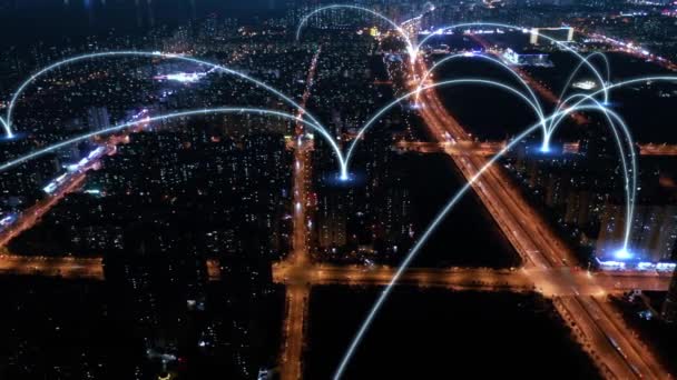 Miasto Połączenie Sieciowe Concept Communication Smart Miasto — Wideo stockowe