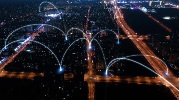 Stadt Und Netzwerkverbindungskonzept Communication Smart City — Stockvideo