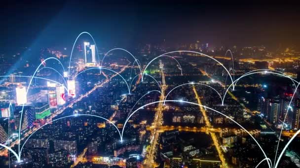 City Network Connection Concept Communication Smart City — Stock Video