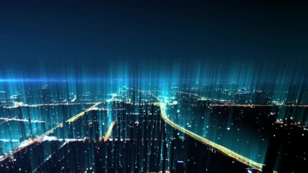 Smart Connected City Skyline Concept Réseau Futuriste Ville Technologie — Video