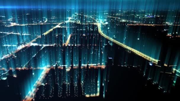 Smart Skyline Della Città Connessa Concetto Rete Futuristico Tecnologia Della — Video Stock