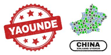 Yaounde desenli Mühür ve Xinjiang Uygur Bölgesi Salgın Noel Mozaiği
