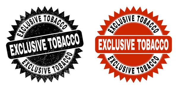 EXCLUSIVE TOBACCO Black Rosette Stamp with Unclean Surface — Vetor de Stock