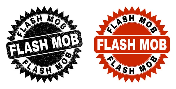 Sello de sello de roseta negra FLASH MOB con textura sucia — Vector de stock