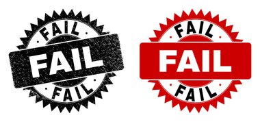 Grunge Biçimli Başarısız Siyah Rosette Mührü