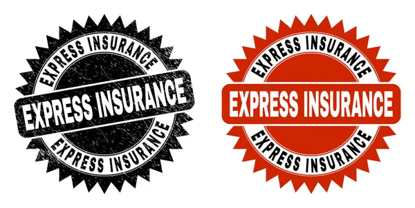 EXPRESS INSURANCE Μαύρη σφραγίδα ροζέτας με επιφάνεια κινδύνου — Διανυσματικό Αρχείο