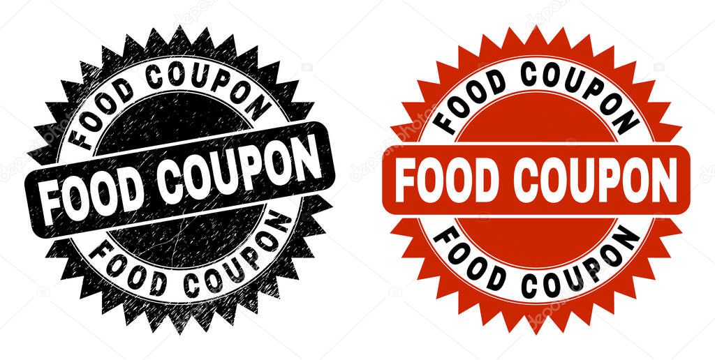 FOOD COUPON Black Rosette Stamp with Rubber Style