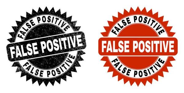 FALSE POSITIVE Black Rosette razítko pečeť s nečistou texturou — Stockový vektor