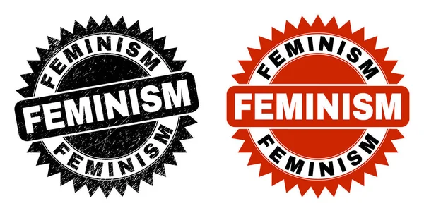 Черная розетка FEMINISM с текстурой бедствия — стоковый вектор