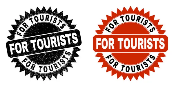 FOR TOURISTS Black Rosette Watermark with Corroded Texture — Stock vektor
