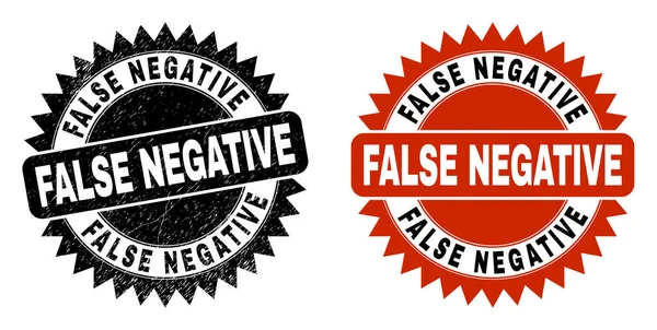 FALSE NEGATIVE Black Rosette Stamp Seal with Distress Style — 스톡 벡터