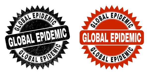 GLOBAL EPIDEMIC Чорний розетка штамп ущільнення з подряпаним стилем — стоковий вектор